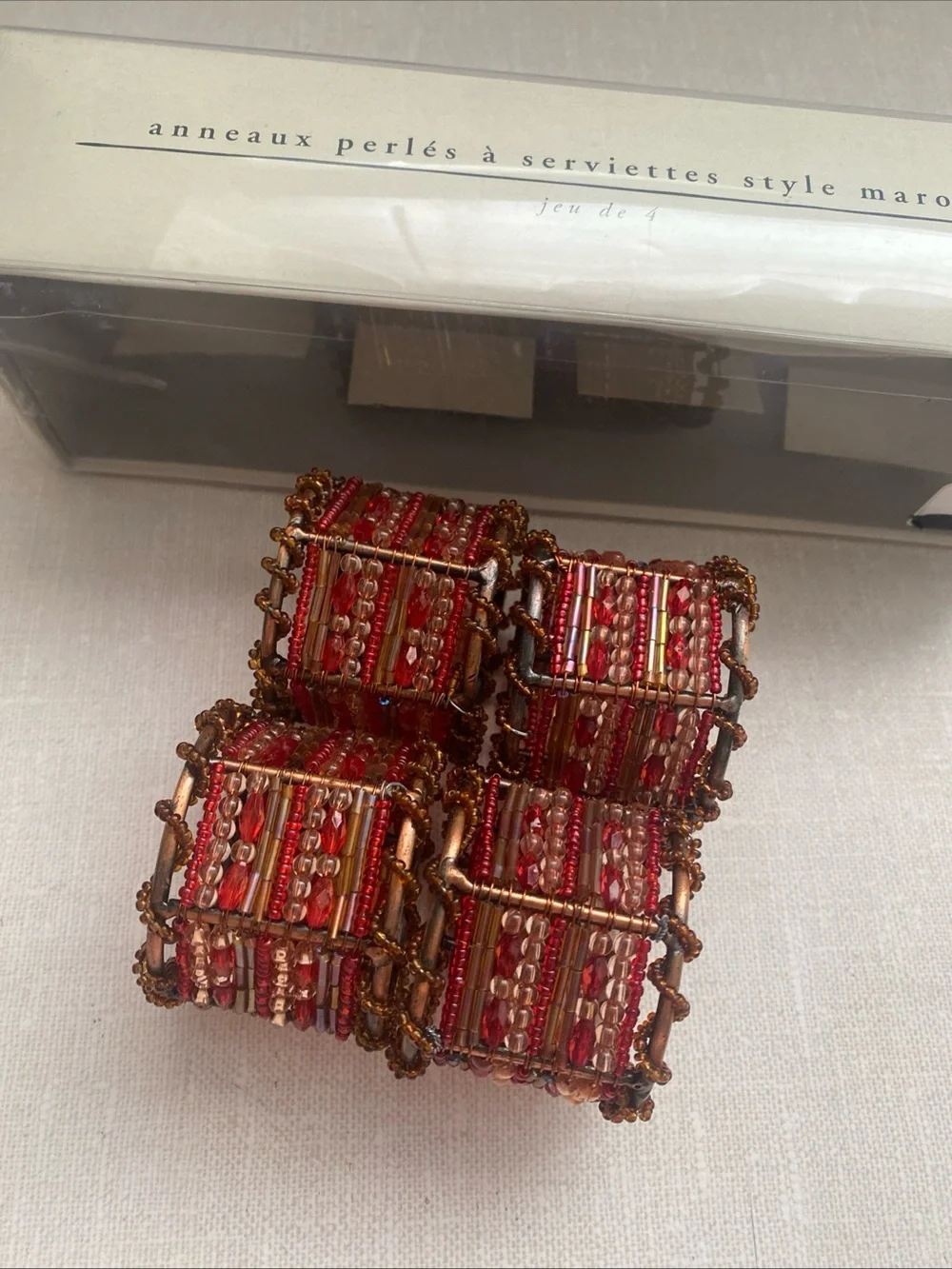 Pier 1 Moroccan Jeweled Napkin Rings Set Of 4 New
